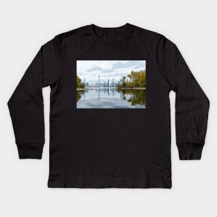 Toronto City View from the Island by Lake Ontario Kids Long Sleeve T-Shirt